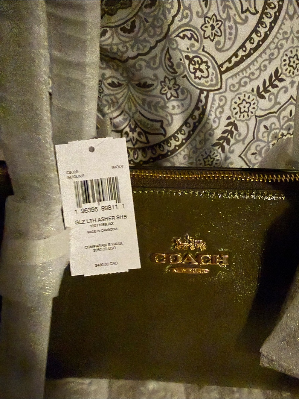 Coach Olive Leather Asher Shoulder Bag with Gold Hardware - Picture 2 of 4